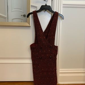 Double button tweed overall dress